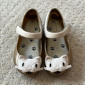Mini Melissa Gold and White Mary Jane Dress Shoes size 9